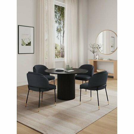 MANHATTAN COMFORT 5-Piece Hathaway 47.24 Round Dining Set in Black with 4 Flor Dining Chairs in Black 4-DT03DC052-BK